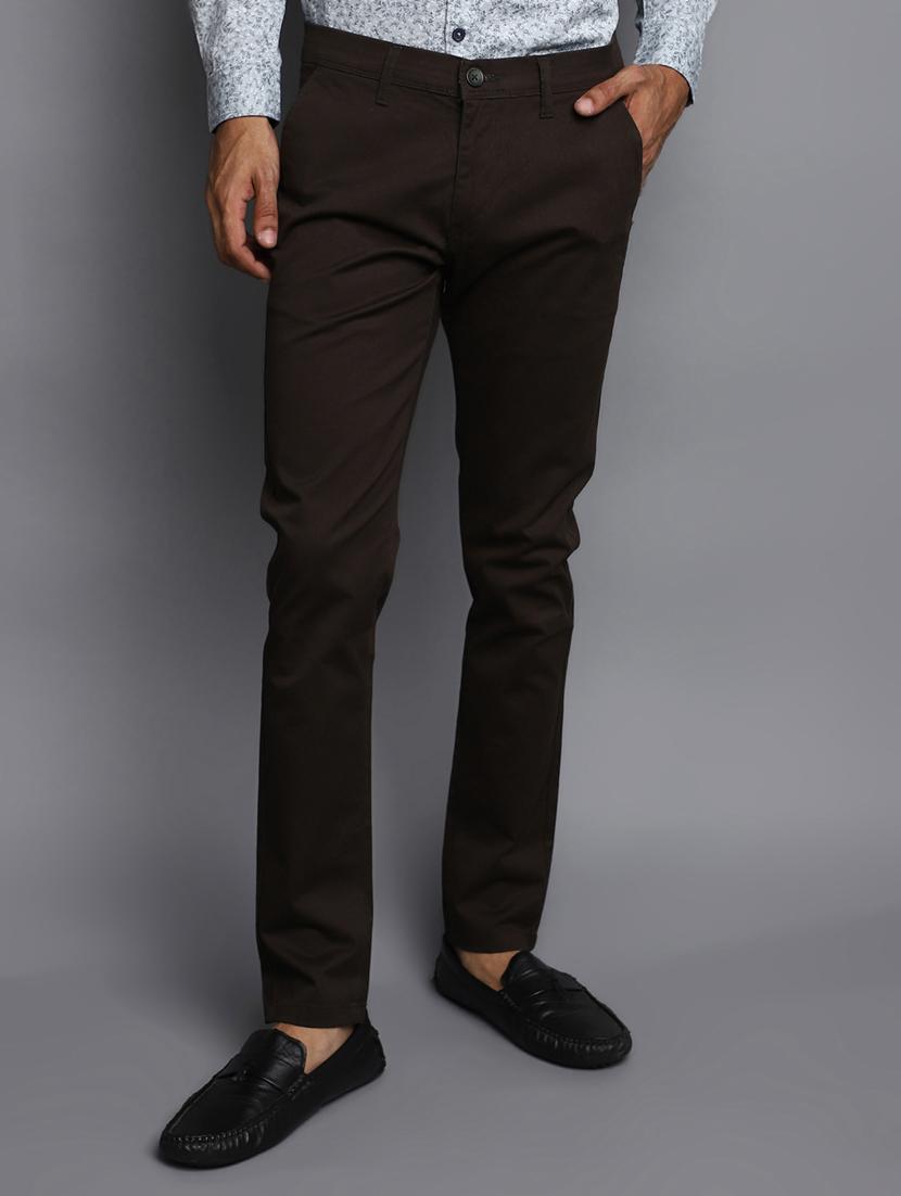 men dark brown cotton chino trouser - 20536627 - Zoom Image - 0