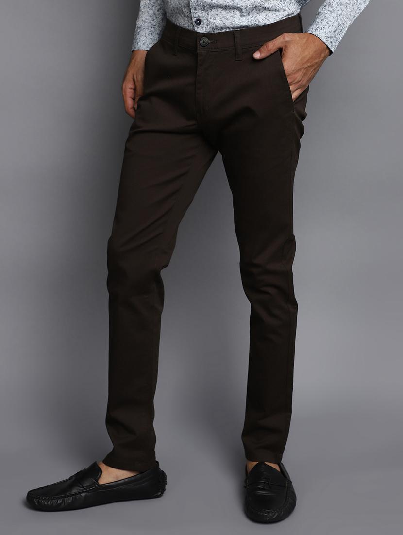 men dark brown cotton chino trouser - 20536627 -  Standard Image - 1