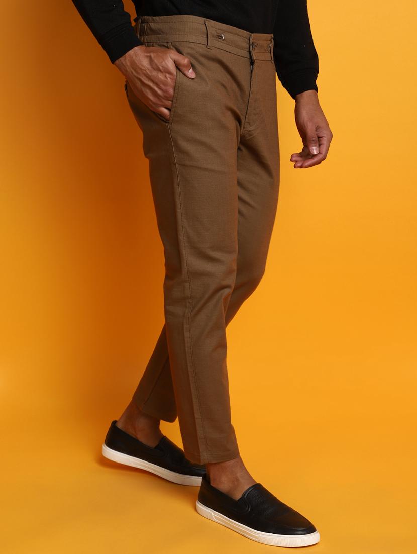 men mid rise solid chinos casual trouser - 20536631 -  Standard Image - 1