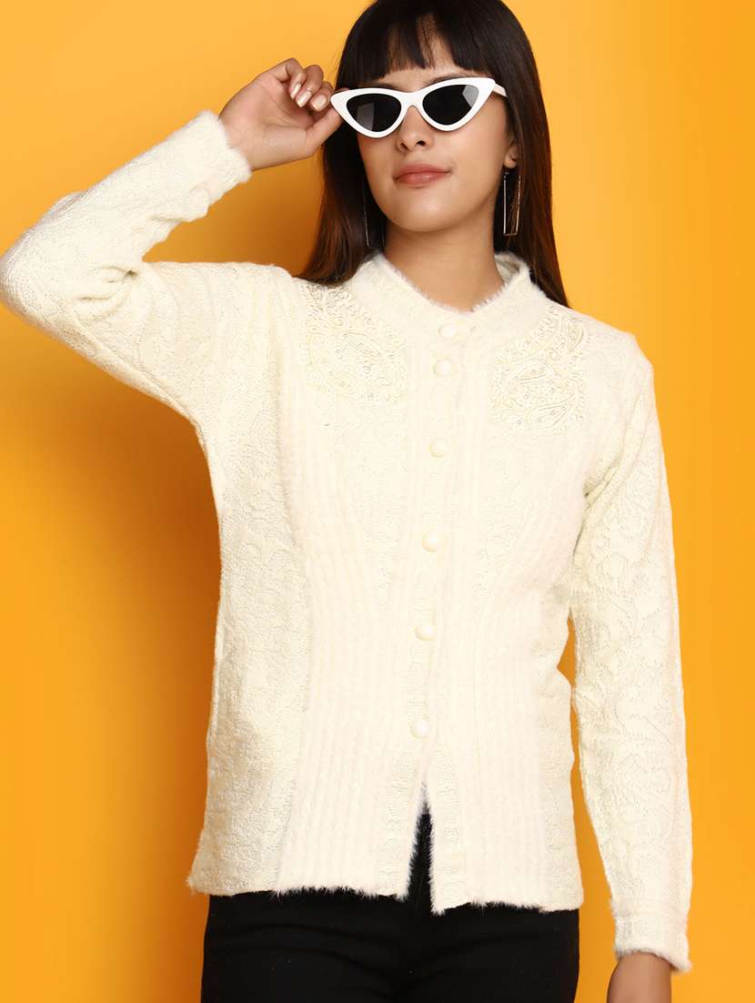 women  yellow long sleeves cardigans - 20536661 -  Standard Image - 1