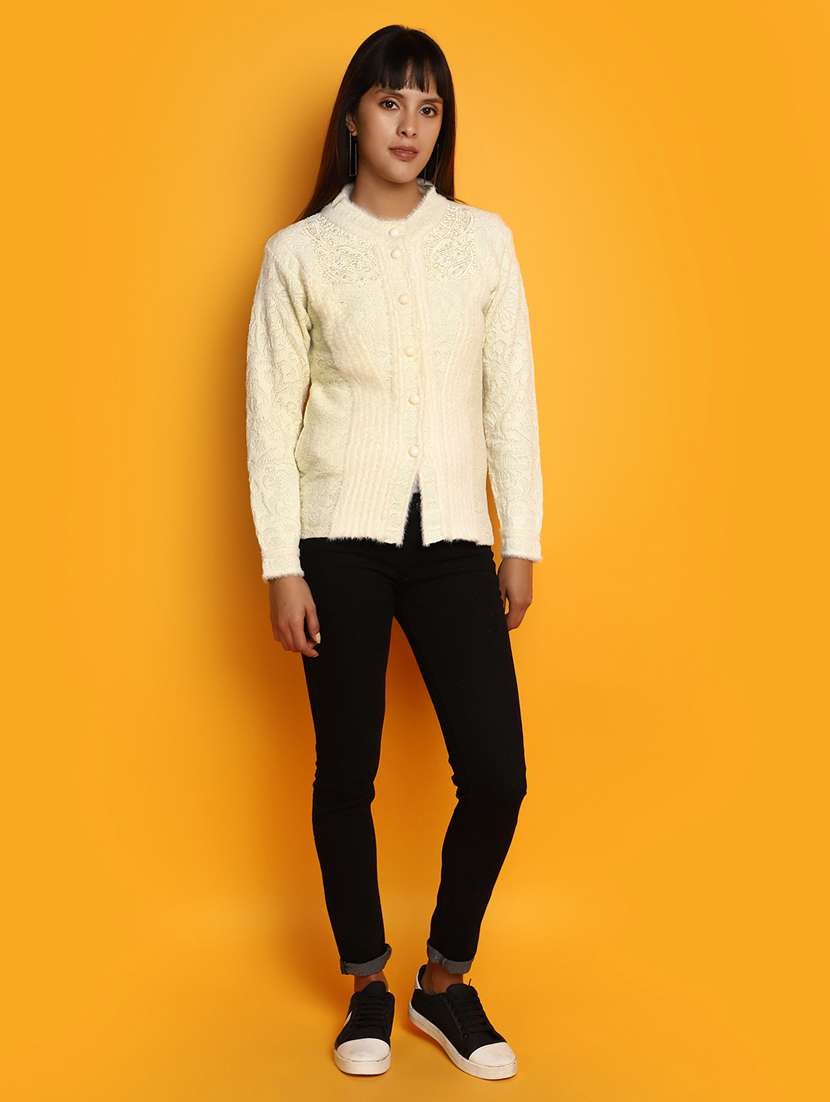 women  yellow long sleeves cardigans - 20536661 -  Standard Image - 4