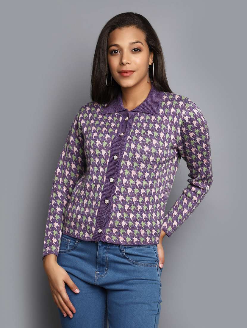 purple acrylic cardigan