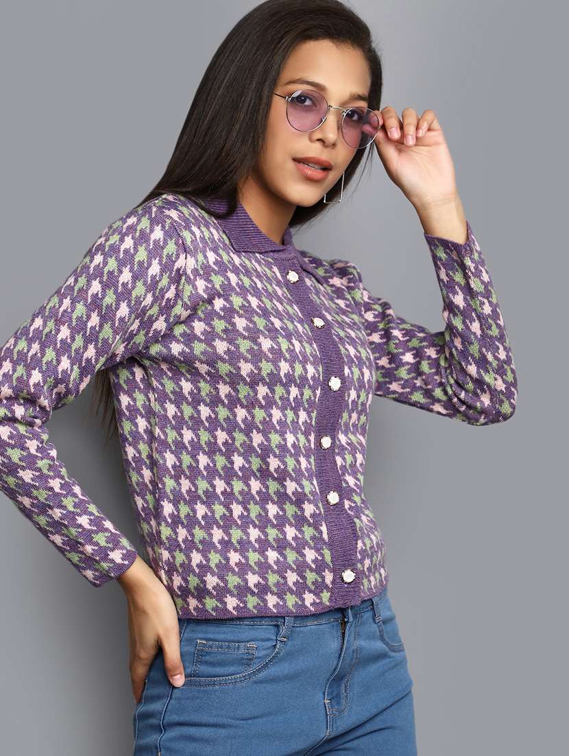 purple acrylic cardigan - 20536679 -  Standard Image - 1