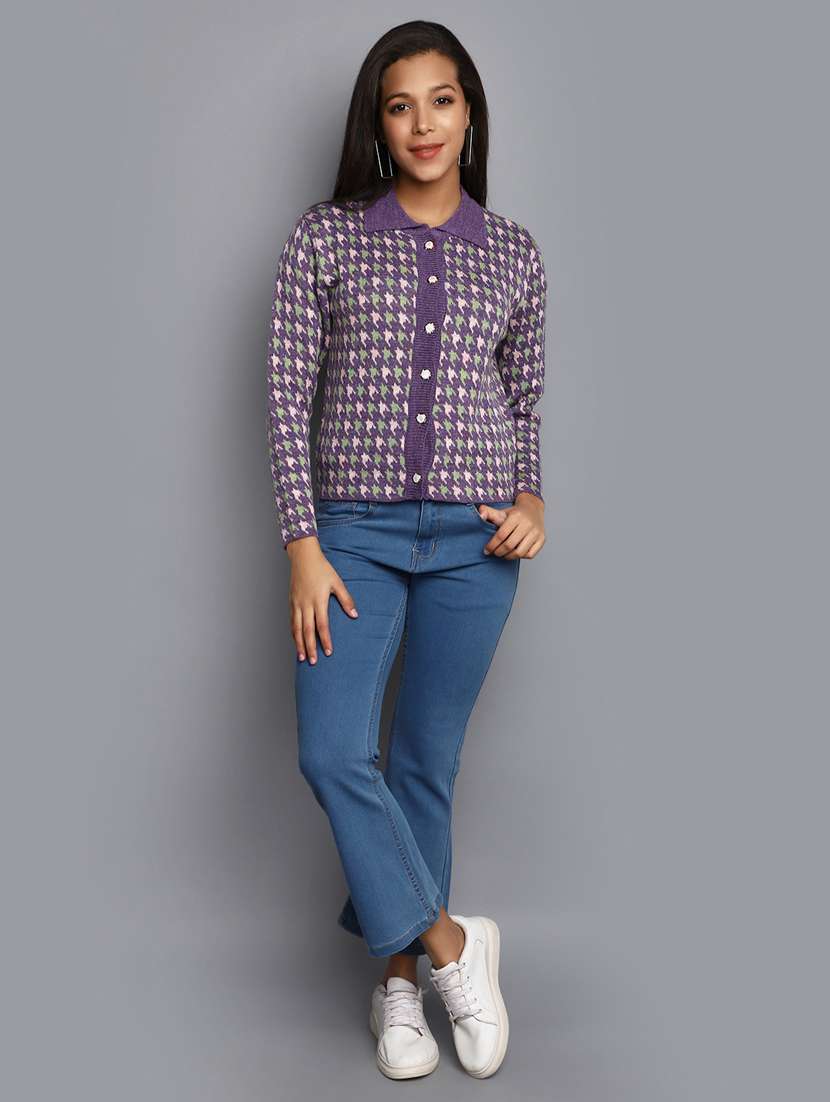 purple acrylic cardigan - 20536679 -  Standard Image - 4