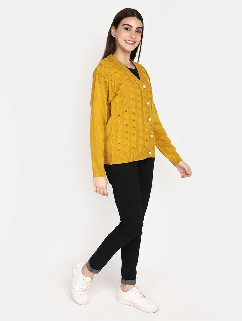 gold acrylic cardigan - 20536681 -  Standard Image - 4