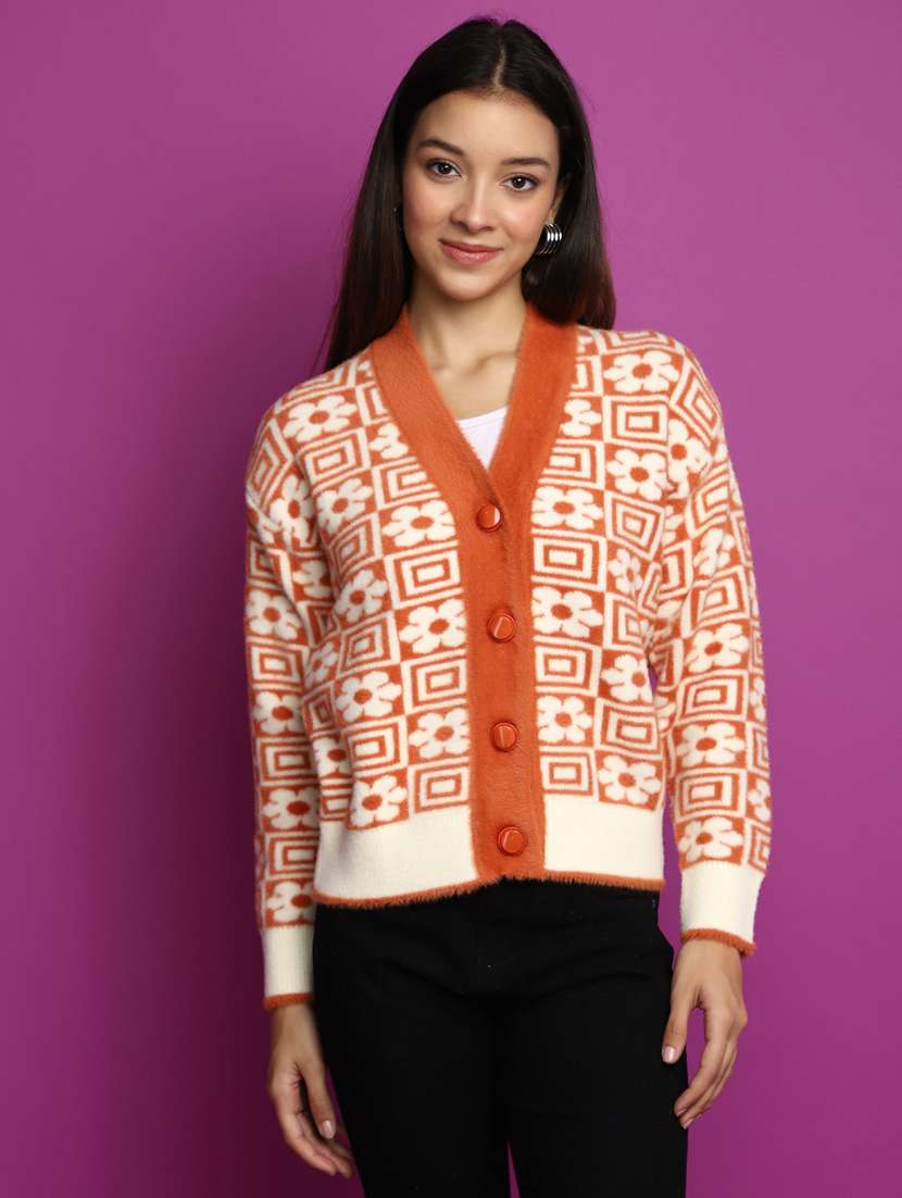 rust acrylic cardigan