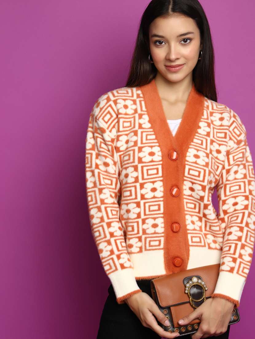 rust acrylic cardigan - 20536682 -  Standard Image - 1