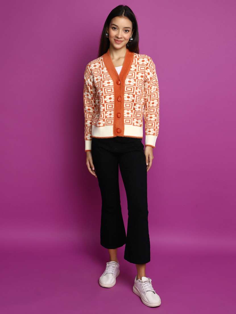rust acrylic cardigan - 20536682 -  Standard Image - 4