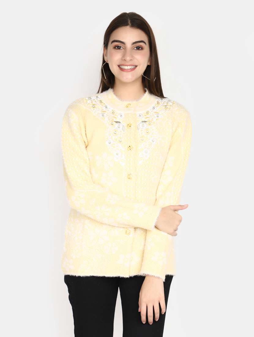 yellow acrylic cardigan