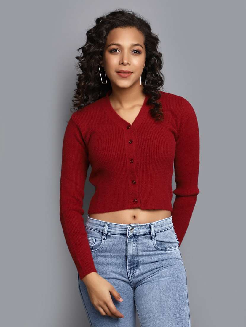 maroon acrylic cardigan