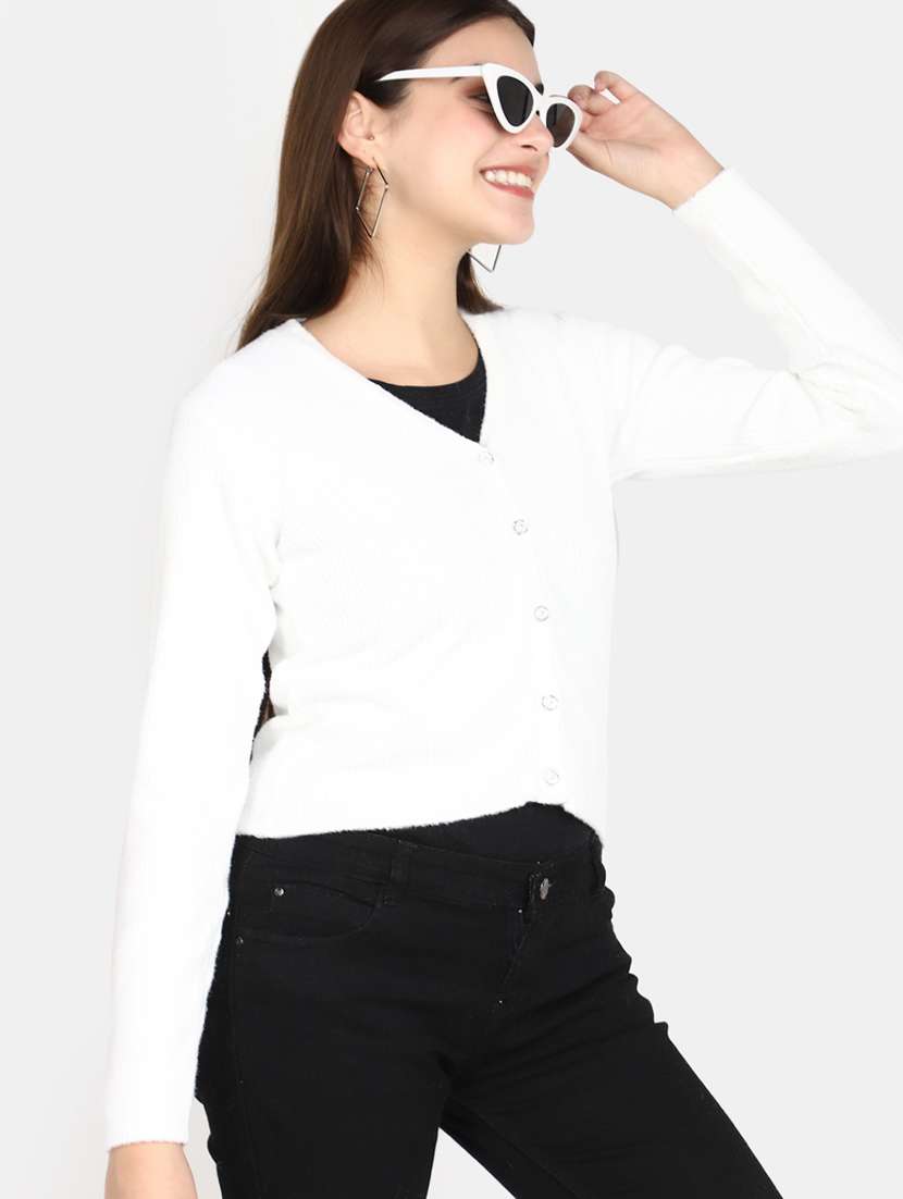 white acrylic cardigan - 20536698 -  Standard Image - 1