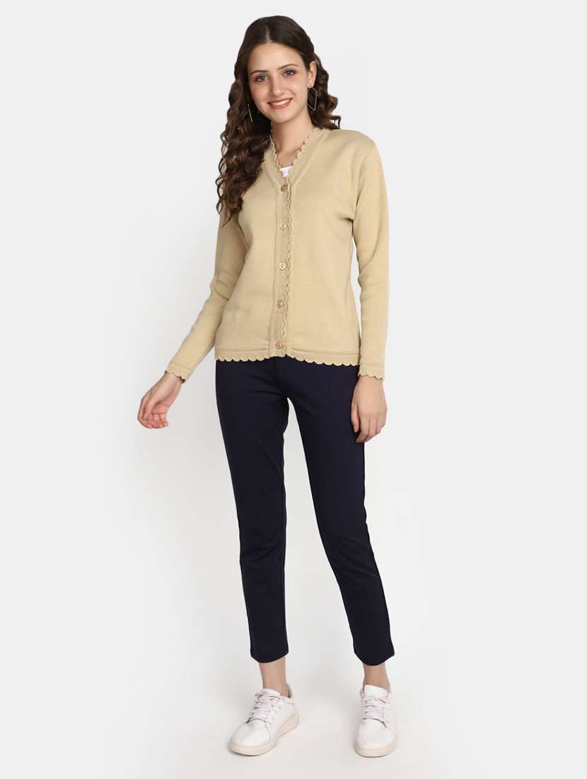 women's beige acrylic cardigan - 20536700 -  Standard Image - 4