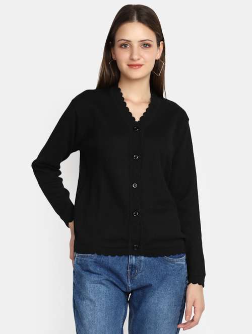 women's black acrylic cardigan - 20536702 - Standard Image - 0