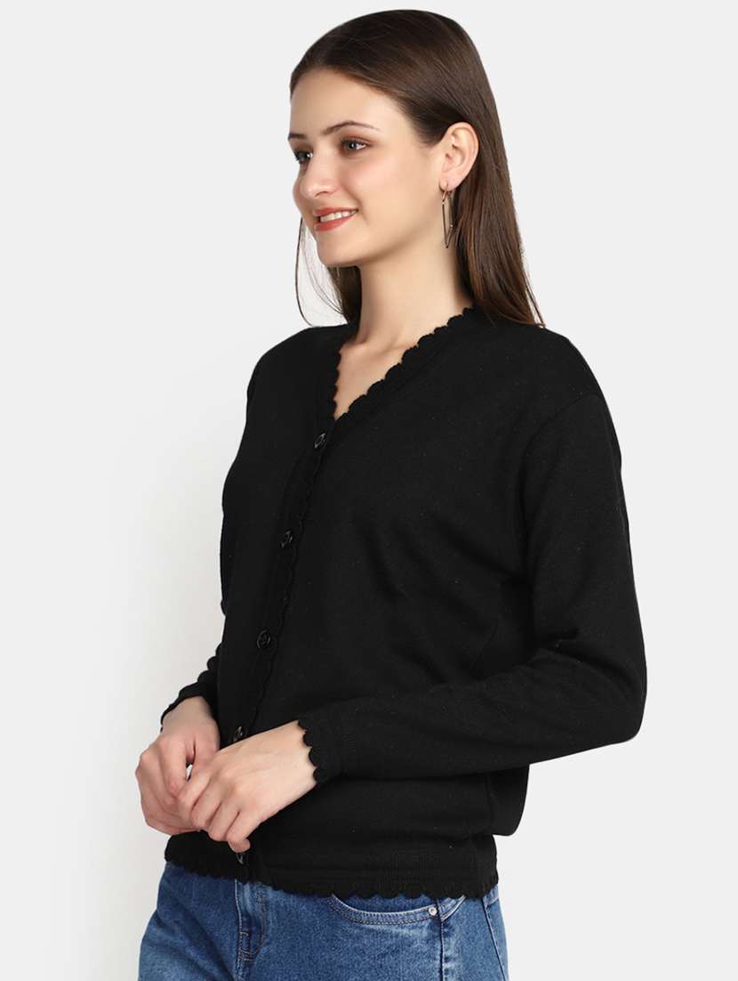women's black acrylic cardigan - 20536702 -  Standard Image - 1