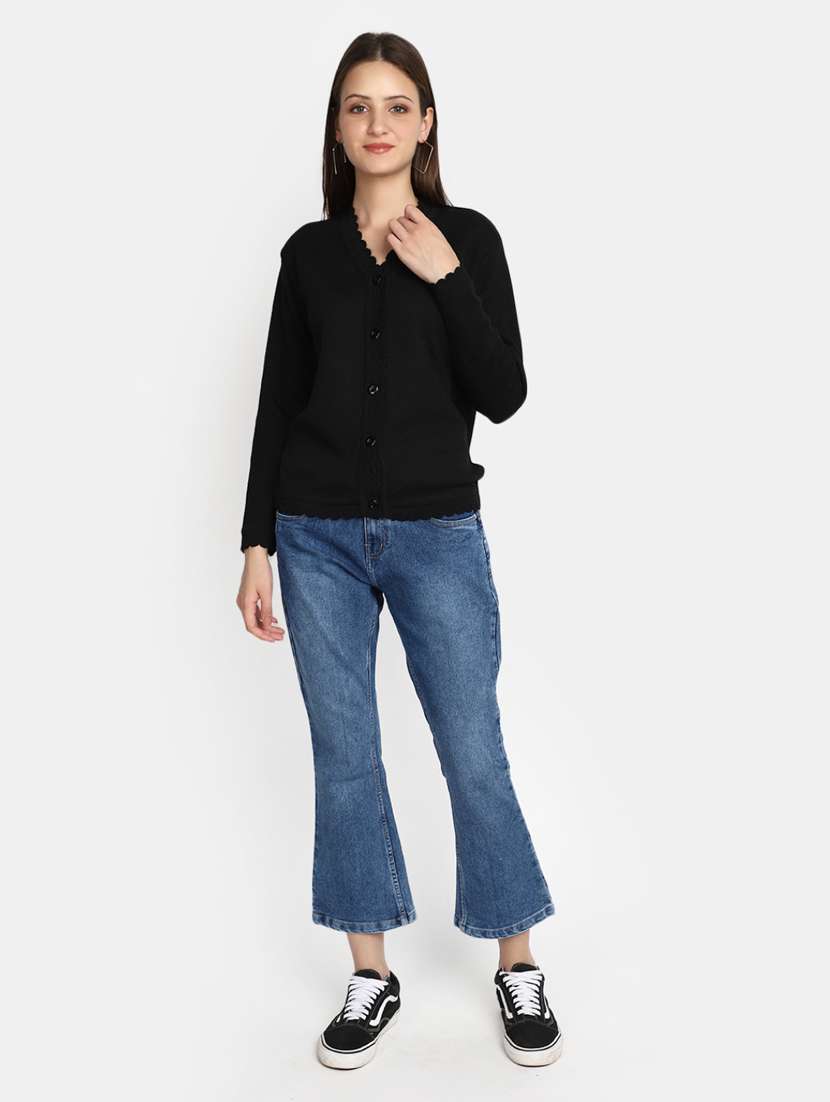 women's black acrylic cardigan - 20536702 - Standard Image - 4