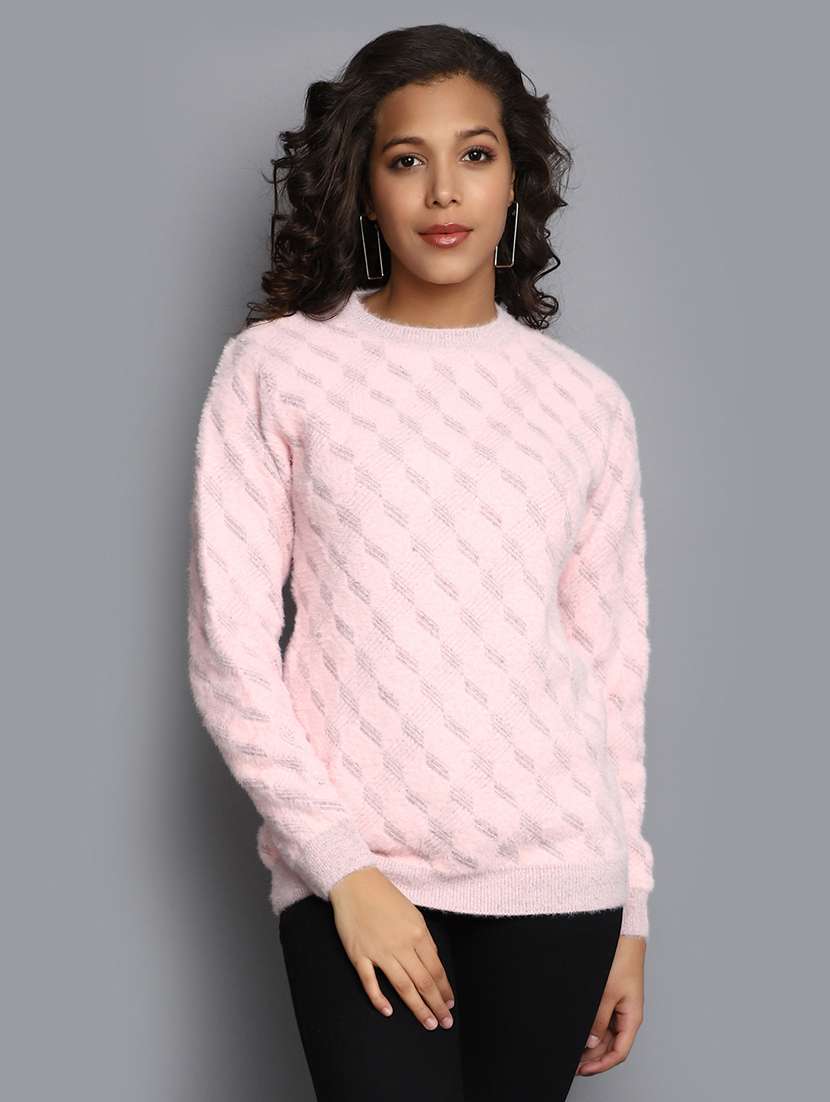 women checkered long sleeve pullover