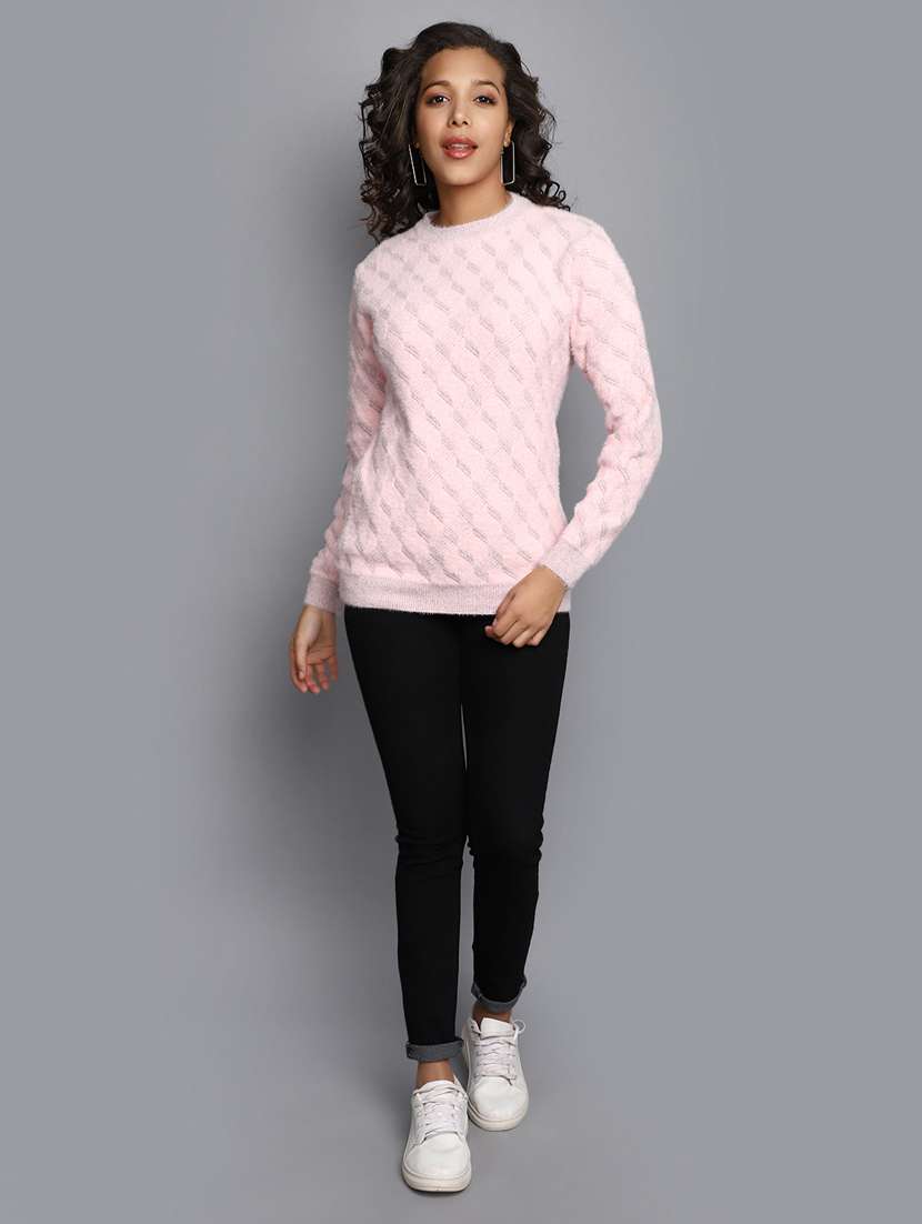 women checkered long sleeve pullover - 20536703 -  Standard Image - 4