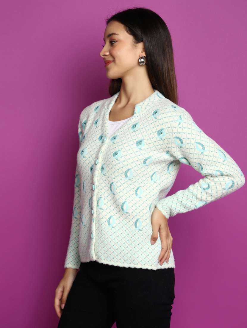 women long sleeved self design cardigan - 20536709 -  Standard Image - 1