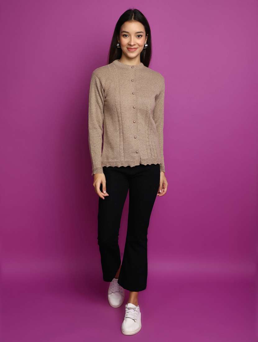 women beige long sleeves cardigans - 20536729 - Standard Image - 4