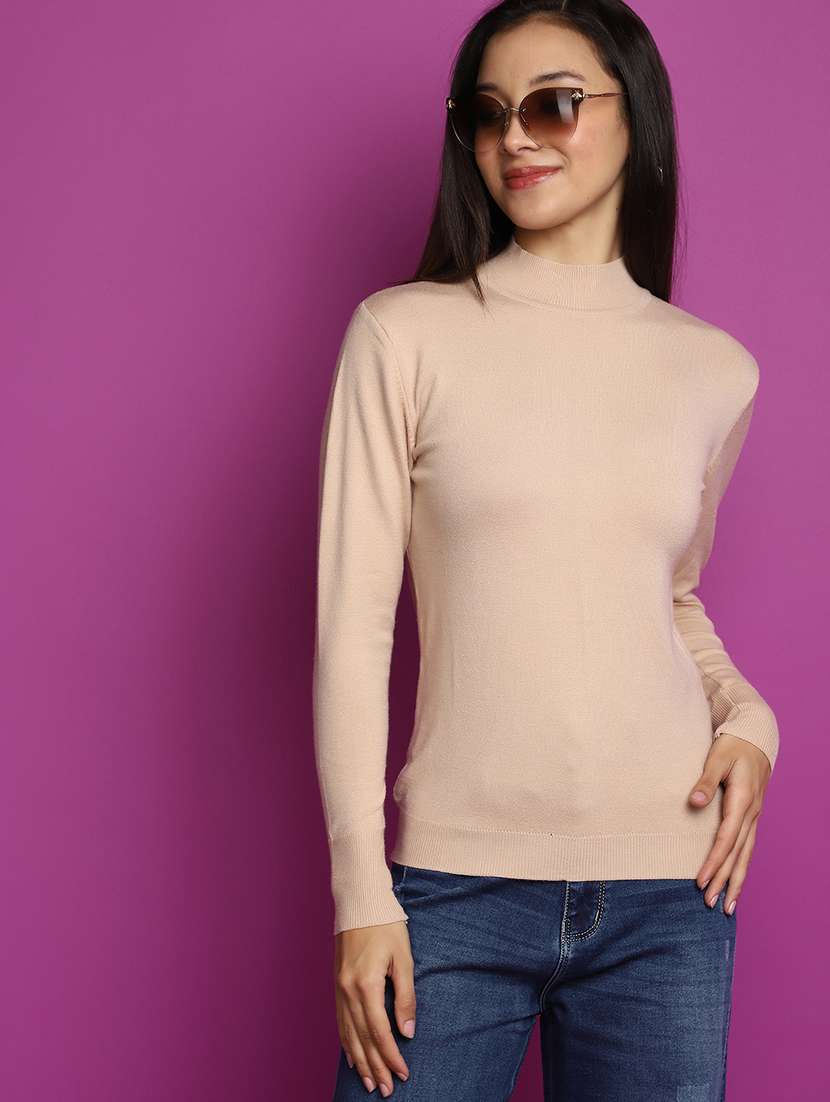 women beige solid pullover - 20536732 -  Standard Image - 1