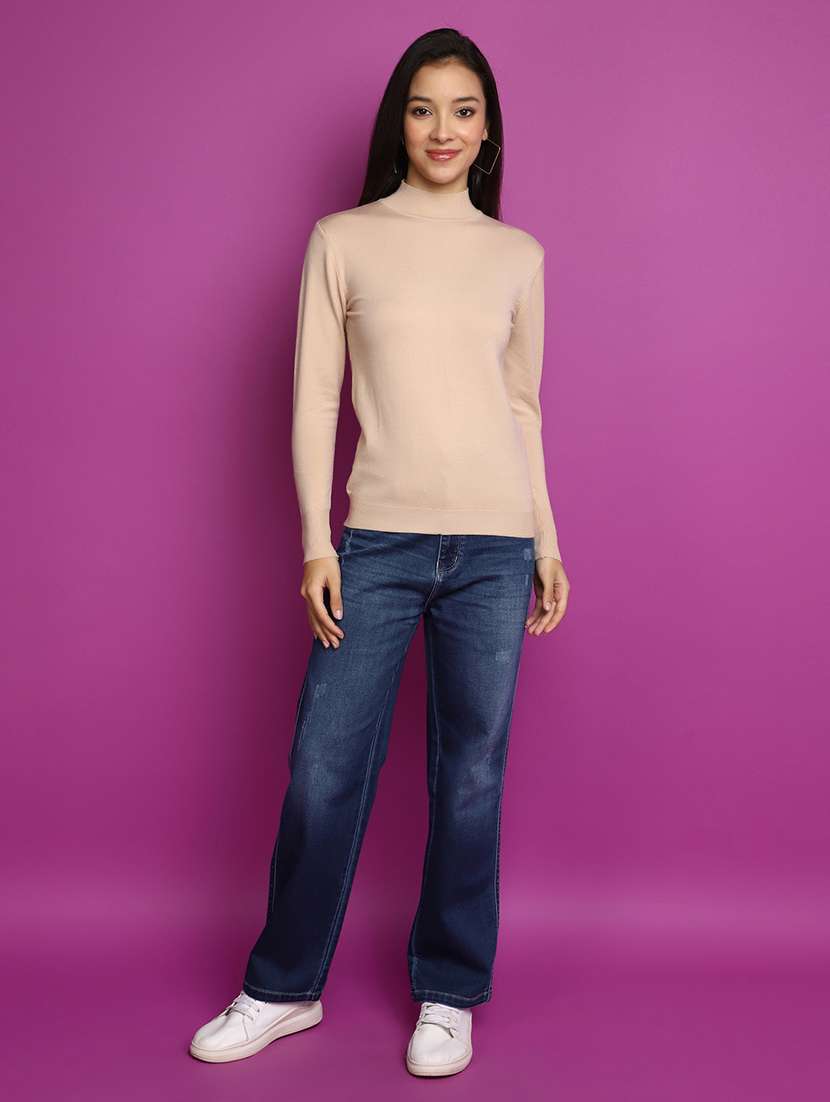 women beige solid pullover - 20536732 -  Standard Image - 4