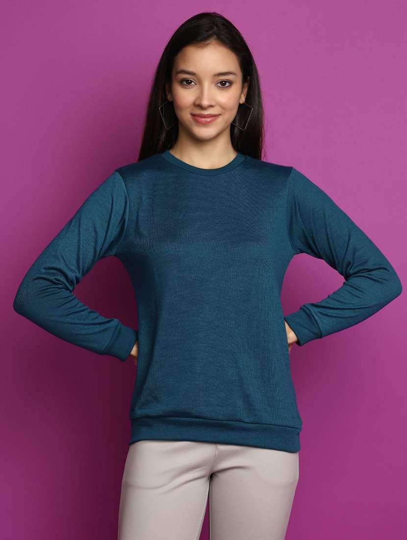 women long sleeved solid pullover