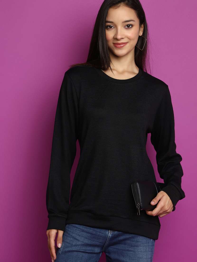women long sleeved solid pullover - 20536737 -  Standard Image - 1