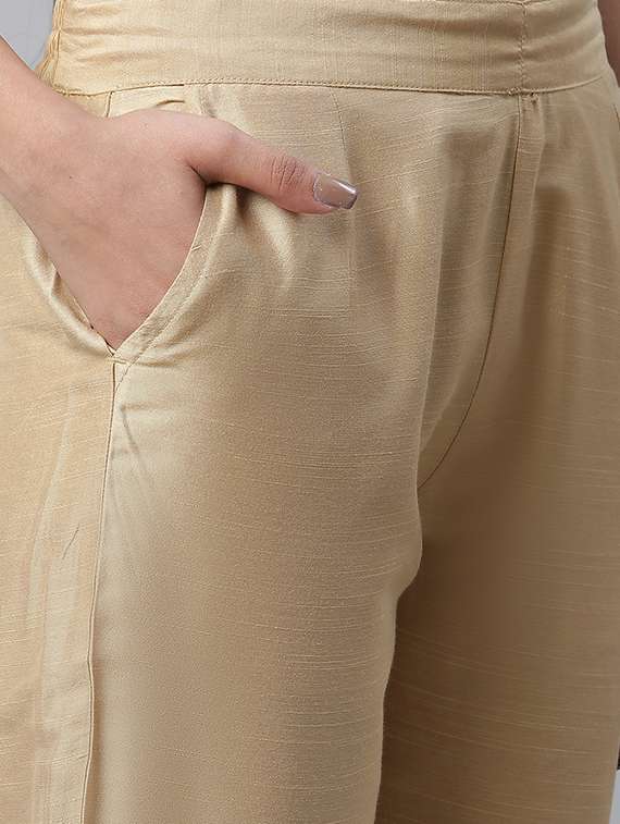 beige viscose flat front trousers - 20536771 - Standard Image - 4