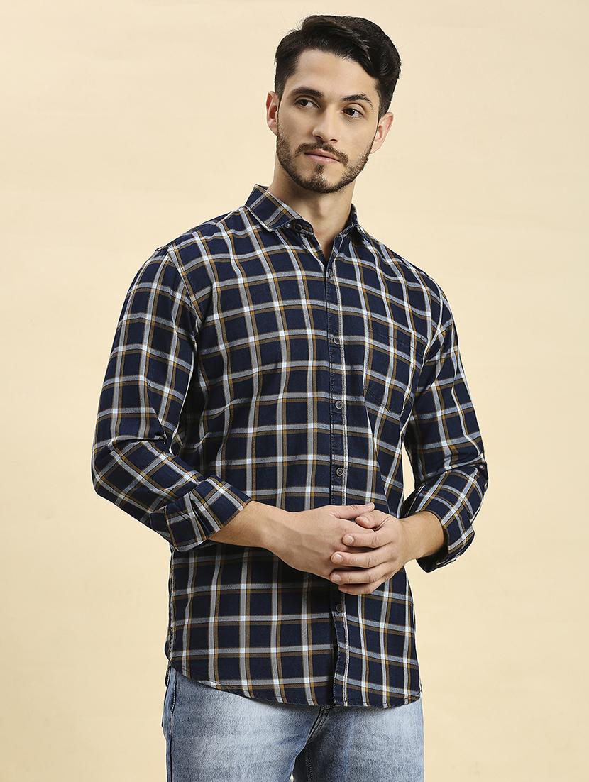men checkered collared casual shirt - 20537534 -  Standard Image - 1