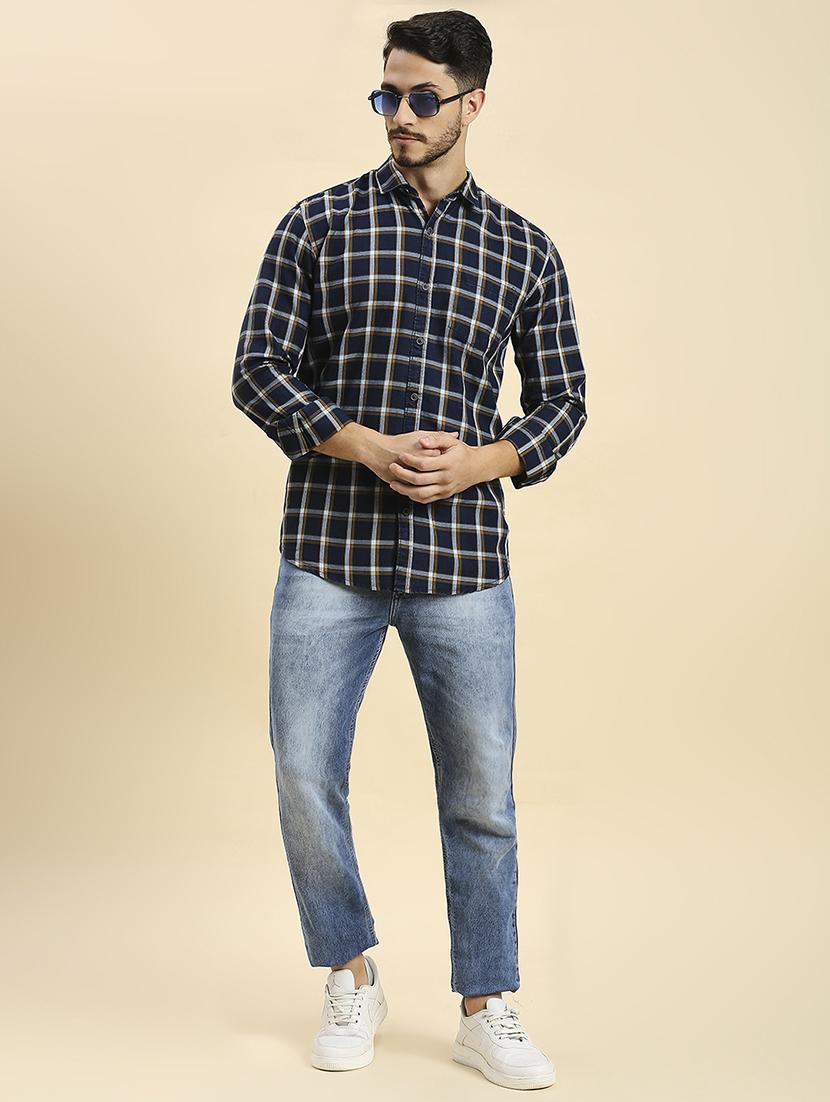 men checkered collared casual shirt - 20537534 - Standard Image - 4