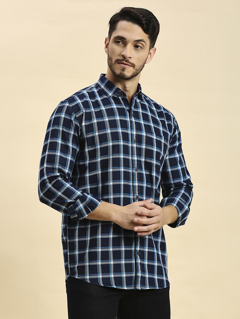men checkered collared casual shirt - 20537535 -  Standard Image - 1