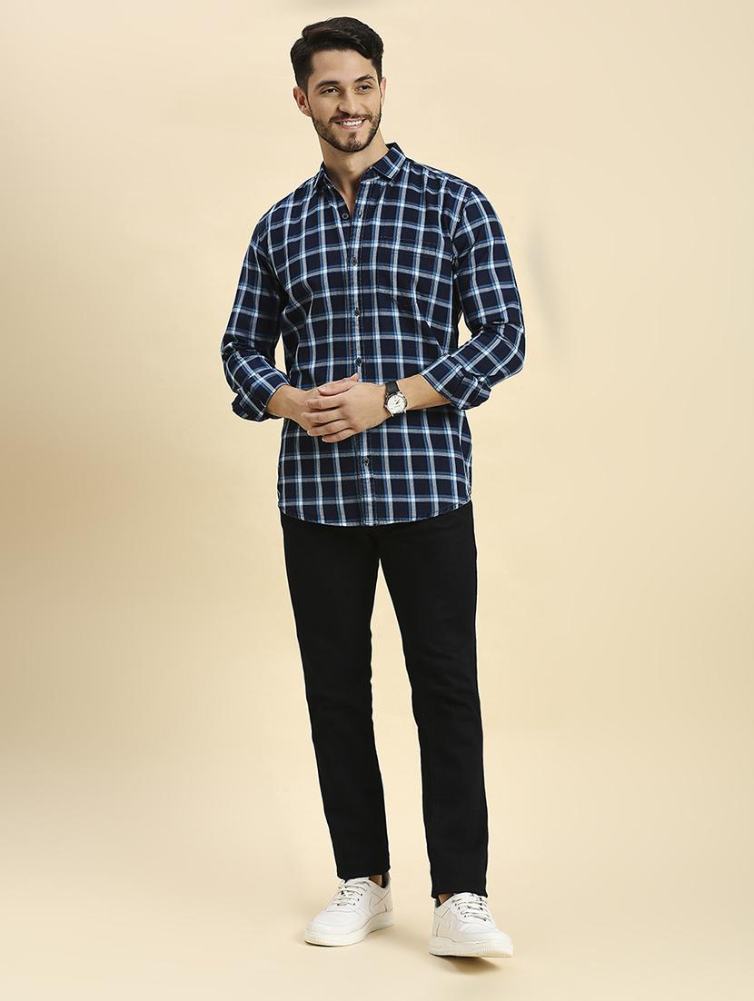 men checkered collared casual shirt - 20537535 - Standard Image - 4