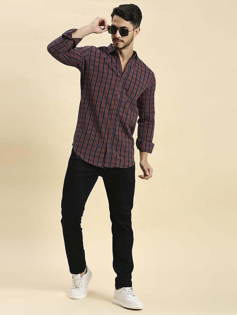 men checkered collared casual shirt - 20537538 - Standard Image - 4