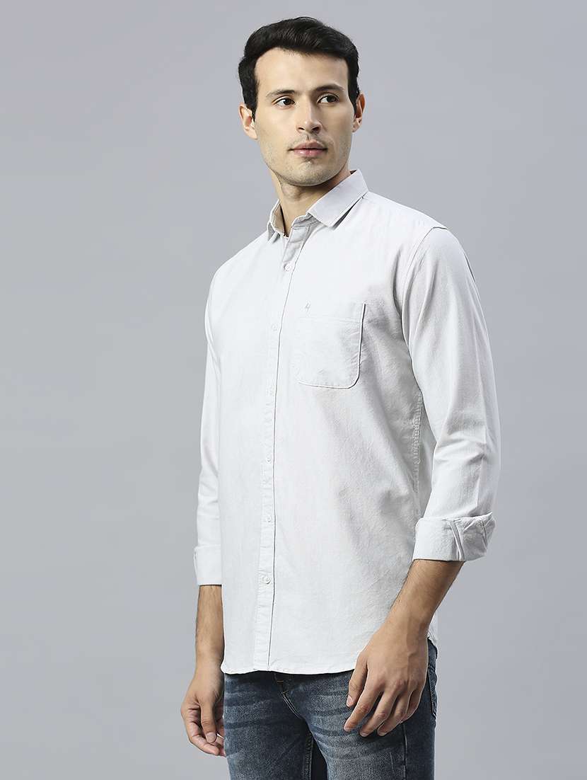 men solid collared casual shirt - 20537540 -  Standard Image - 1