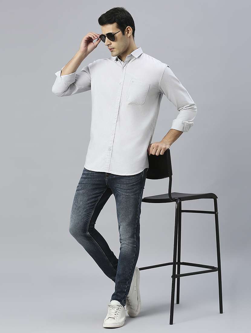 men solid collared casual shirt - 20537540 -  Standard Image - 4