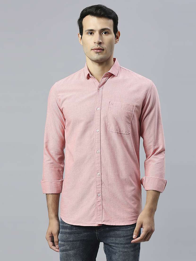 men solid collared casual shirt