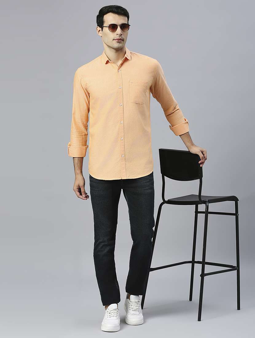 men solid collared casual shirt - 20537543 -  Standard Image - 4