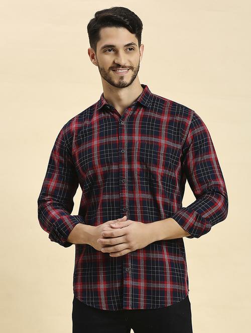 men checkered collared casual shirt - 20537550 - Standard Image - 0