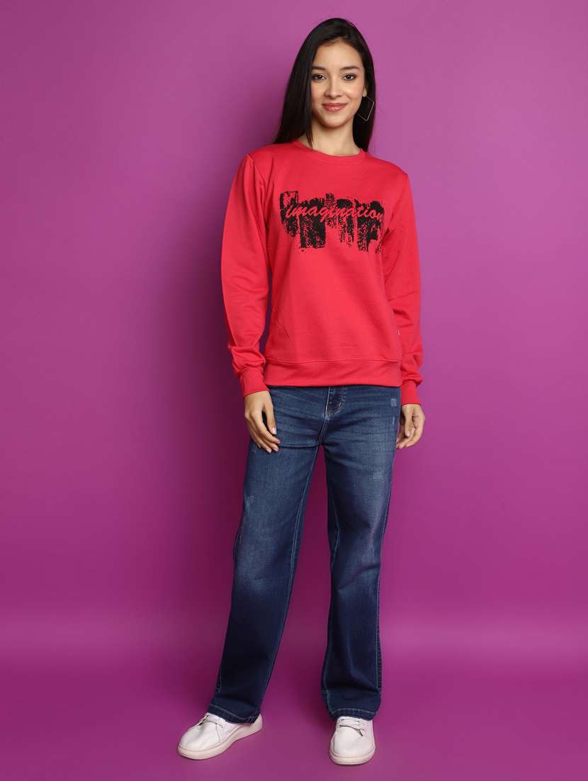 women chest print long sleeve sweatshirt - 20537584 -  Standard Image - 4