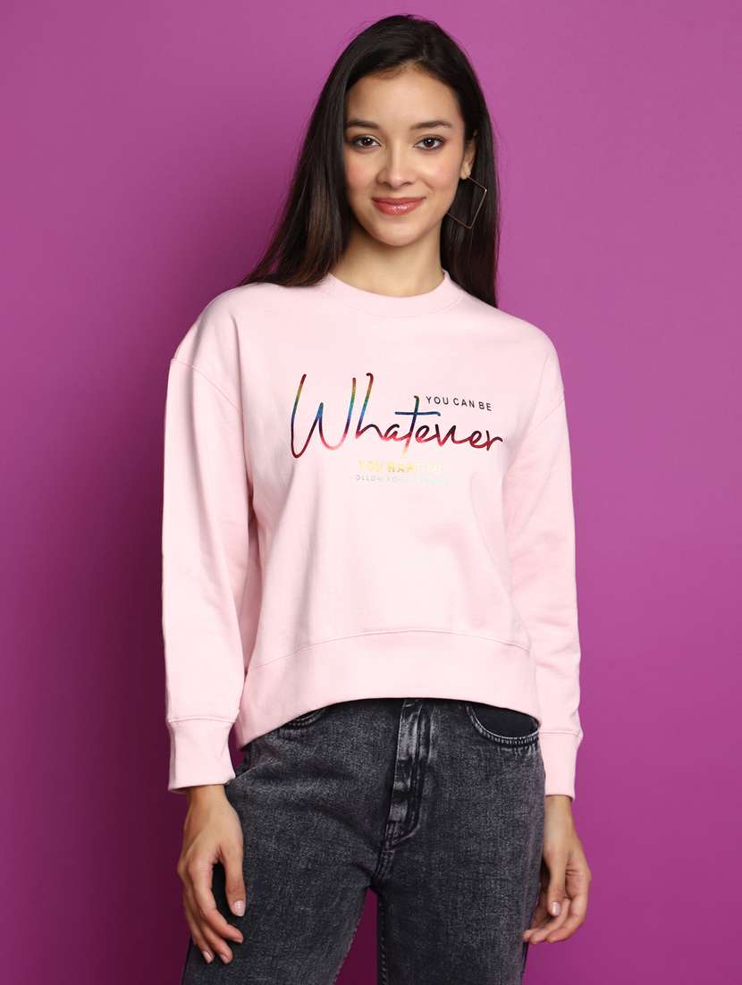 women long sleeved chest printed sweatshirt