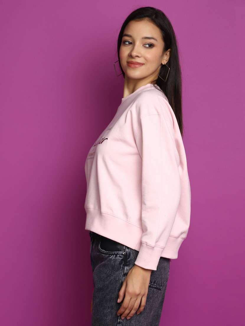 women long sleeved chest printed sweatshirt - 20537585 -  Standard Image - 1