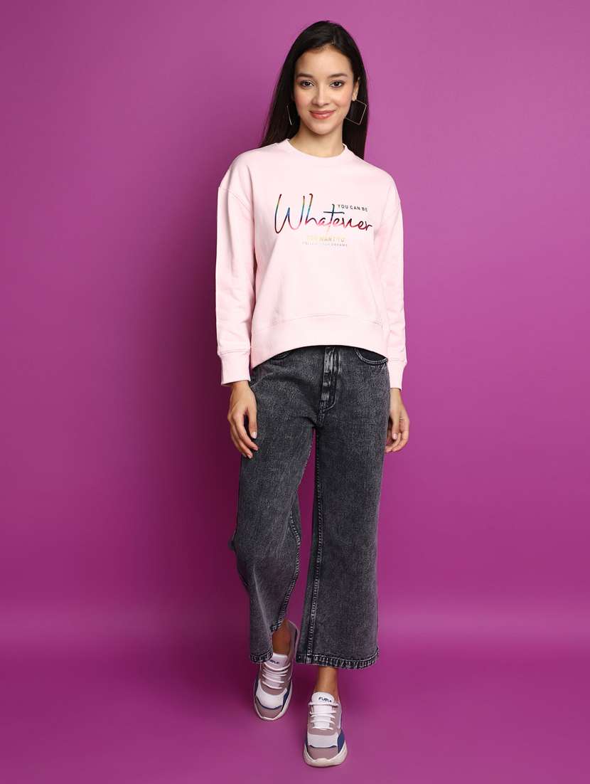 women long sleeved chest printed sweatshirt - 20537585 -  Standard Image - 4