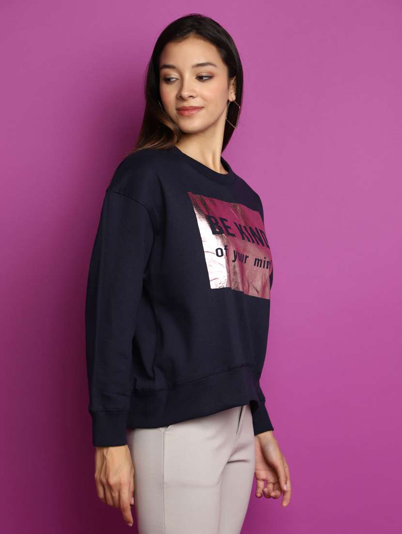 women long sleeved chest printed sweatshirt - 20537586 -  Standard Image - 1