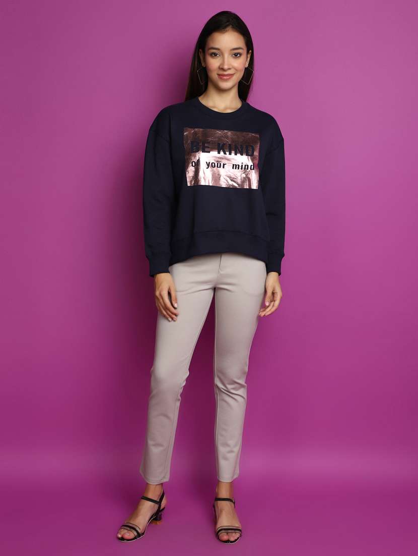 women long sleeved chest printed sweatshirt - 20537586 -  Standard Image - 4