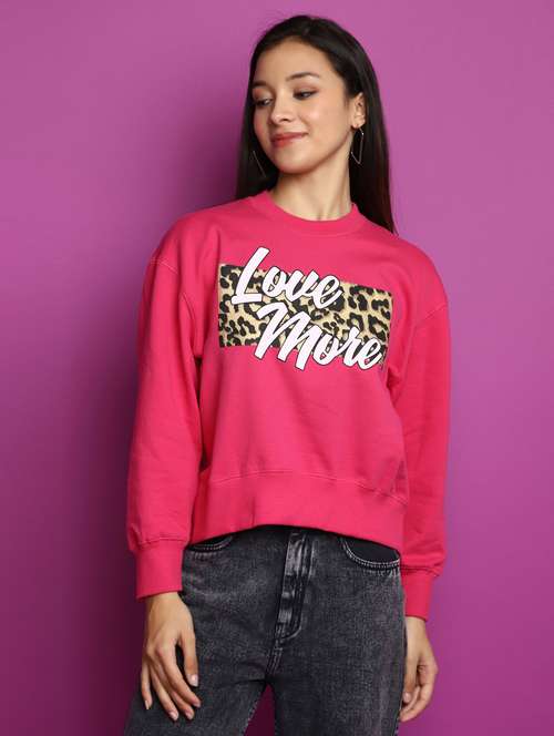 women long sleeved chest printed sweatshirt - 20537587 -  Standard Image - 0
