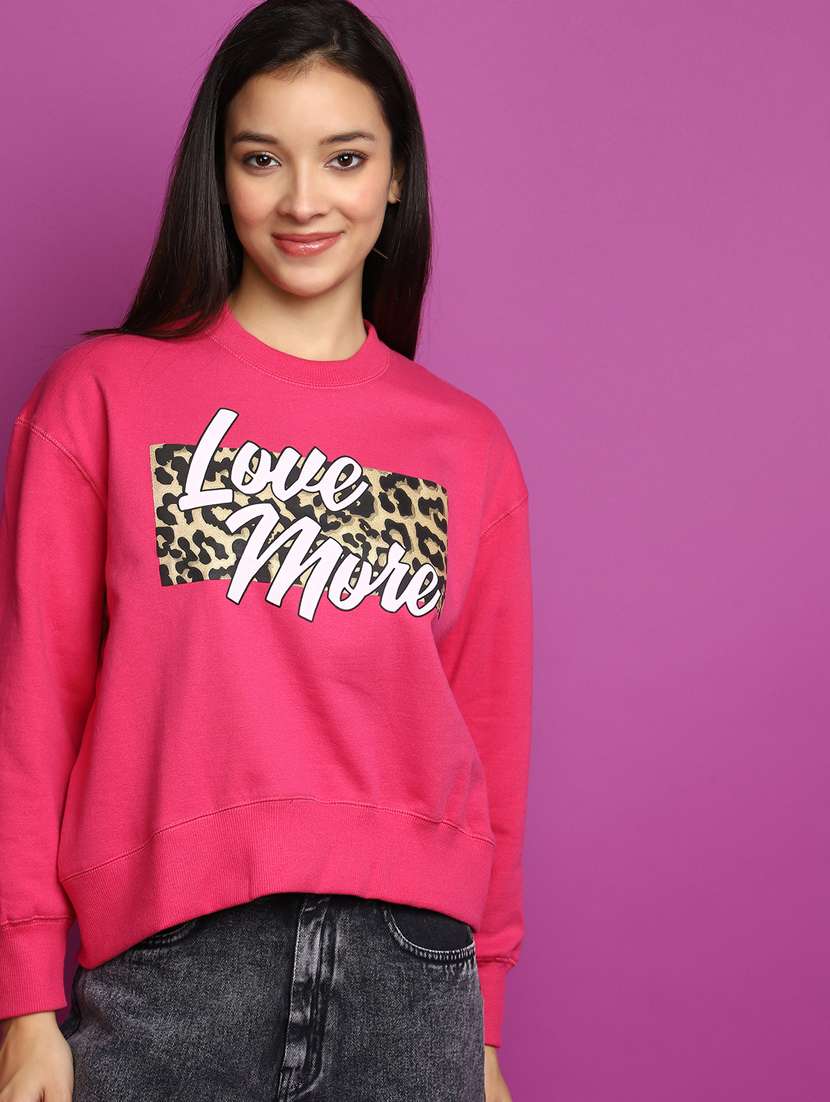 women long sleeved chest printed sweatshirt - 20537587 -  Standard Image - 1