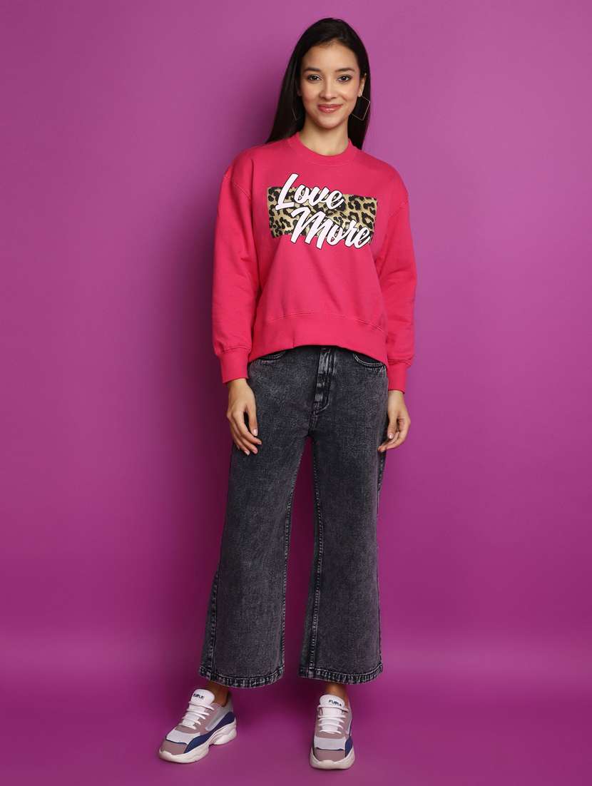 women long sleeved chest printed sweatshirt - 20537587 - Standard Image - 4
