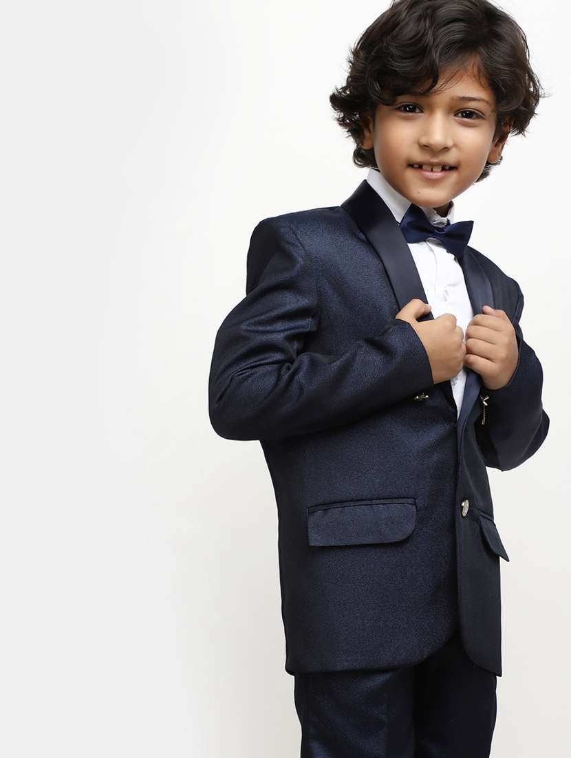boys solid 2-piece suit set