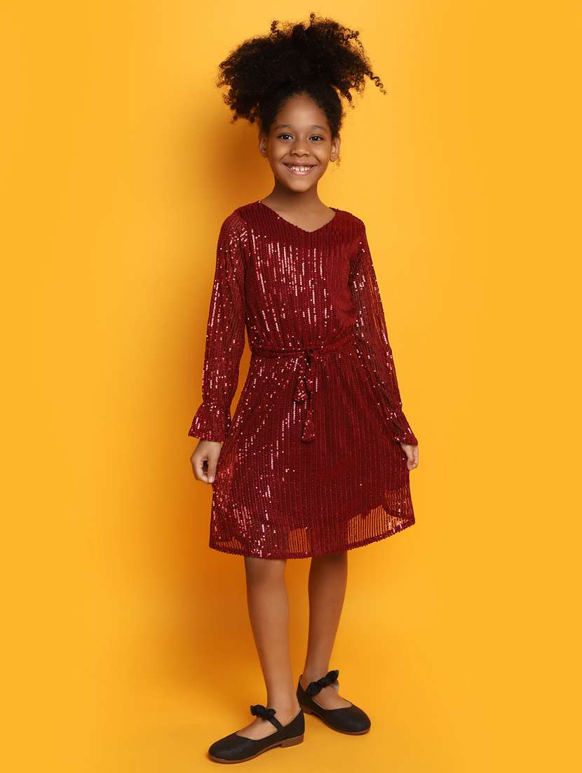 girls embellished long sleeves frock