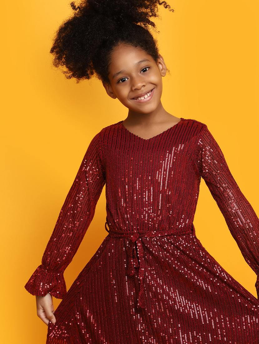 girls embellished long sleeves frock - 20537734 - Standard Image - 4